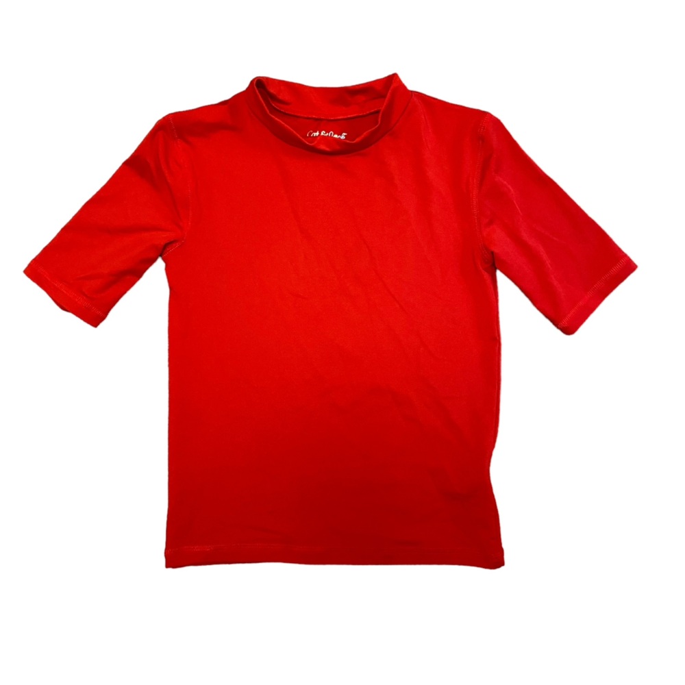 Cat & Jack rashguard solid red short sleeve high neck size small 6/7